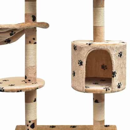 vidaXL Cat Tree | Beige with black paw prints 3