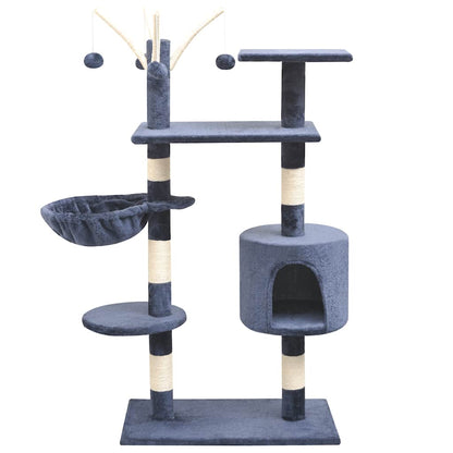 vidaXL Cat Tree | Dark Blue | Wooden frame, Sisal rope, Soft Plush | Medium 1