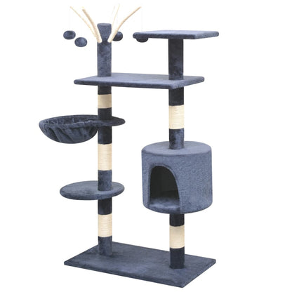 vidaXL Cat Tree | Dark Blue | Wooden frame, Sisal rope, Soft Plush | Medium 2