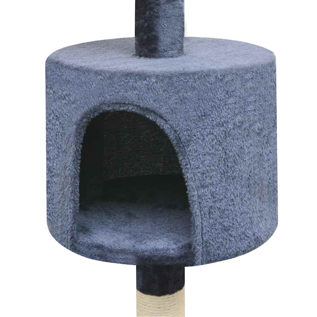 vidaXL Cat Tree | Dark Blue | Wooden frame, Sisal rope, Soft Plush | Medium 3