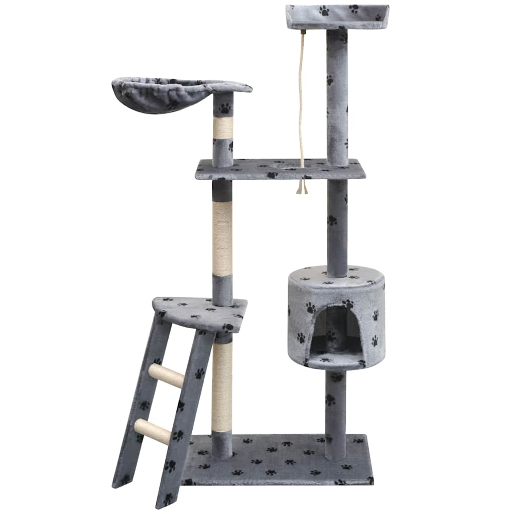 vidaXL Cat Tree | Grey with black paw prints 1