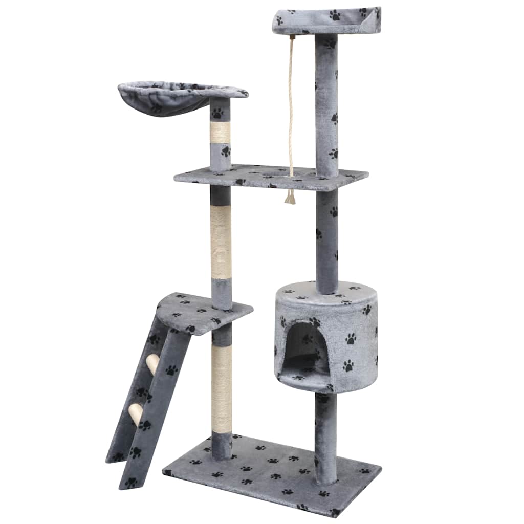 vidaXL Cat Tree | Grey with black paw prints 2