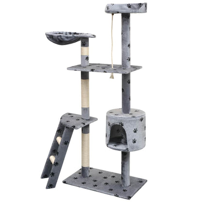 vidaXL Cat Tree | Grey with black paw prints 2