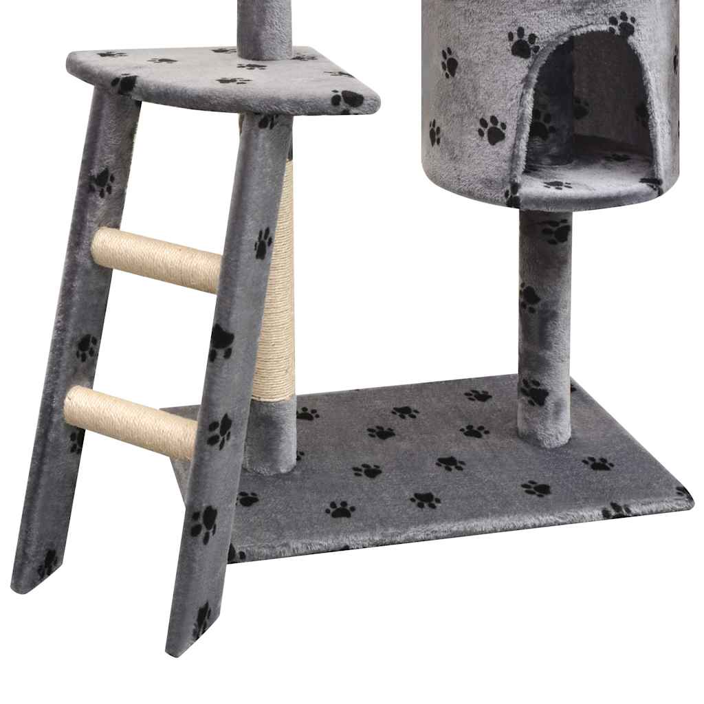 vidaXL Cat Tree | Grey with black paw prints 3
