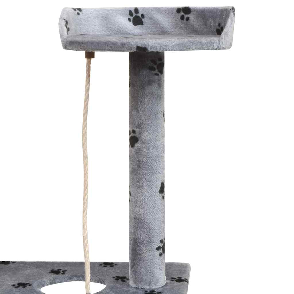 vidaXL Cat Tree | Grey with black paw prints 4