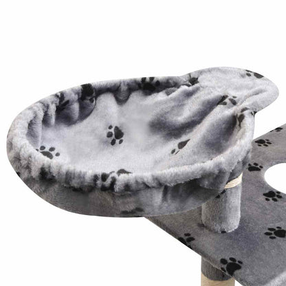 vidaXL Cat Tree | Grey with black paw prints 5