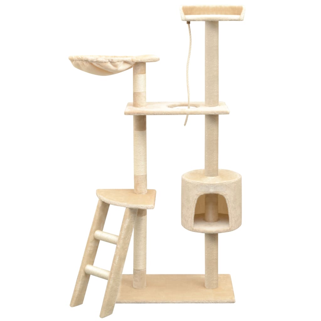 vidaXL Cat Tree | Beige | Wooden frame, sisal rope, plush | 150 cm tall 1