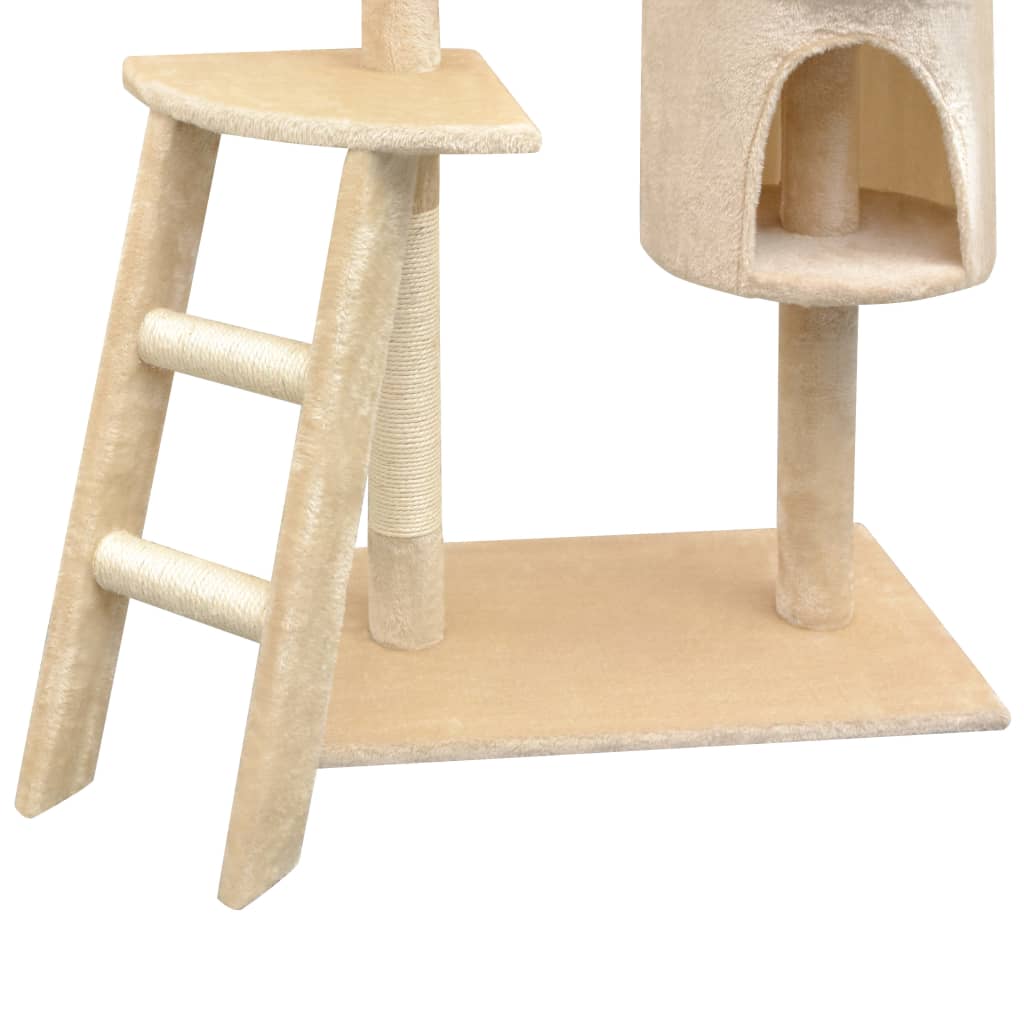 vidaXL Cat Tree | Beige | Wooden frame, sisal rope, plush | 150 cm tall 3