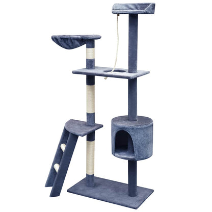 vidaXL Cat Tree | Dark Blue | Wooden Frame | Large | Durable | Cat Tree | Modern 2