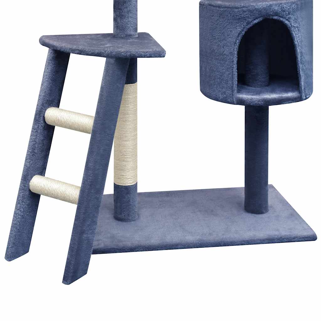 vidaXL Cat Tree | Dark Blue | Wooden Frame | Large | Durable | Cat Tree | Modern 3