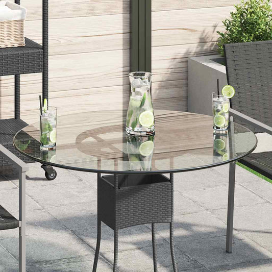 vidaXL Table Top Tempered Glass Round 80 cm shown as a table top on an outdoor table base