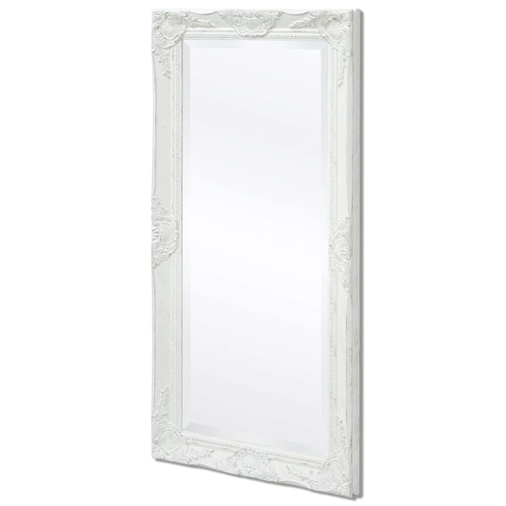 243679 vidaXL Wall Mirror Baroque Style 100x50 cm White 4