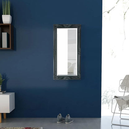 243682 vidaXL Wall Mirror Baroque Style 100x50 cm Black 3
