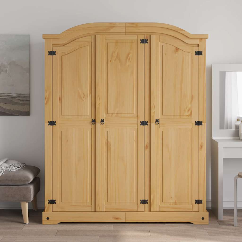 vidaXL Wardrobe | Brown | Solid pinewood | Large | Wardrobe | Rectangular 3