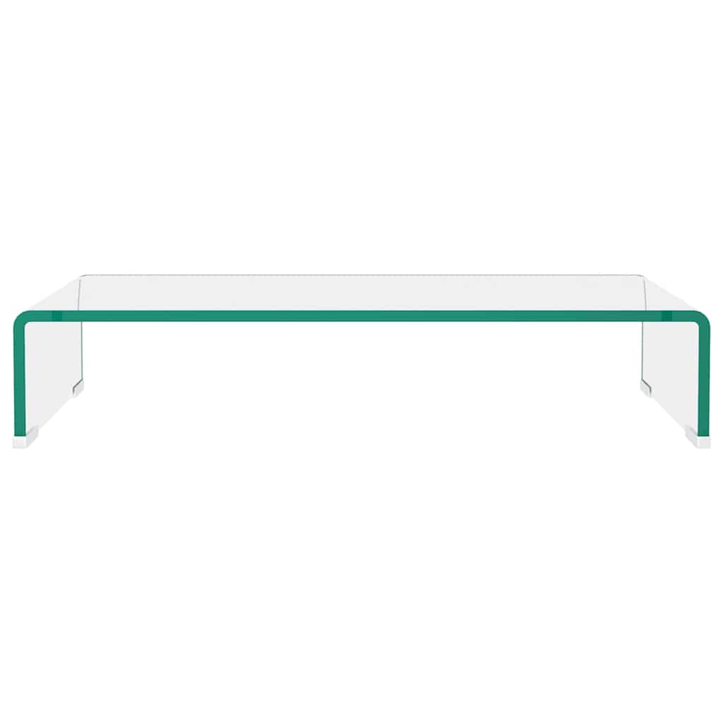 vidaXL TV Stand | Clear | Tempered Glass, Plastic | 60 x 25 x 11 cm | Ergonomic 3