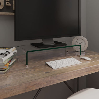 vidaXL TV Stand | Clear | Tempered Glass, Plastic | 60 x 25 x 11 cm | Ergonomic 1
