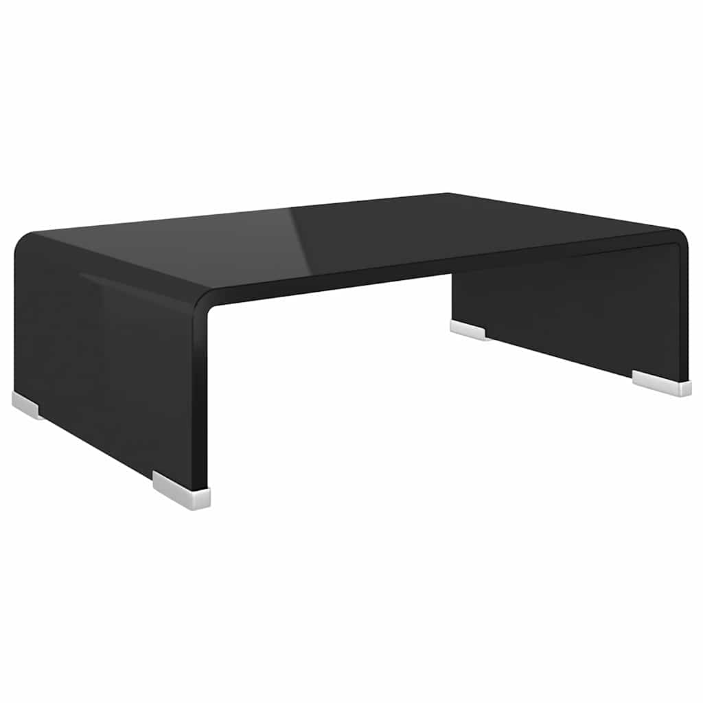 vidaXL TV Stand/Monitor Riser Glass Black 40x25x11 cm 2