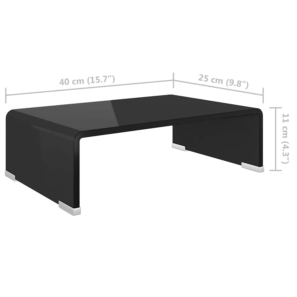 vidaXL TV Stand/Monitor Riser Glass Black 40x25x11 cm 6