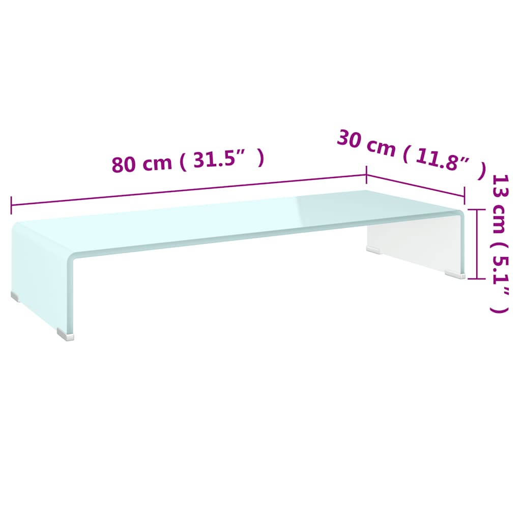 vidaXL TV Stand/Monitor Riser Glass Green 80x30x13 cm 6