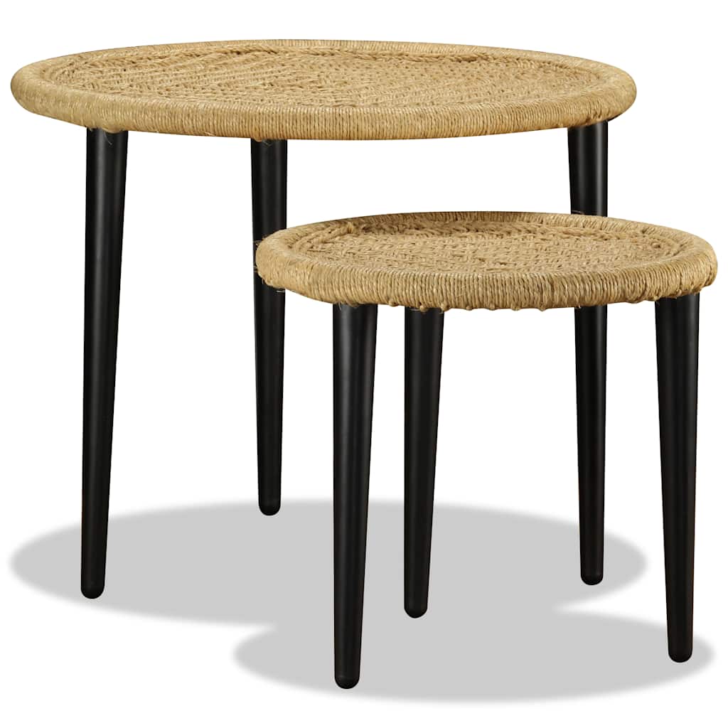 vidaXL Coffee Table | Set of 2 | Natural Beige | Steel, Jute | One Size 1