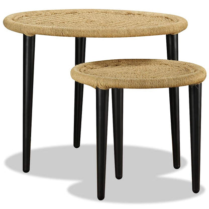 vidaXL Coffee Table | Set of 2 | Natural Beige | Steel, Jute | One Size 3