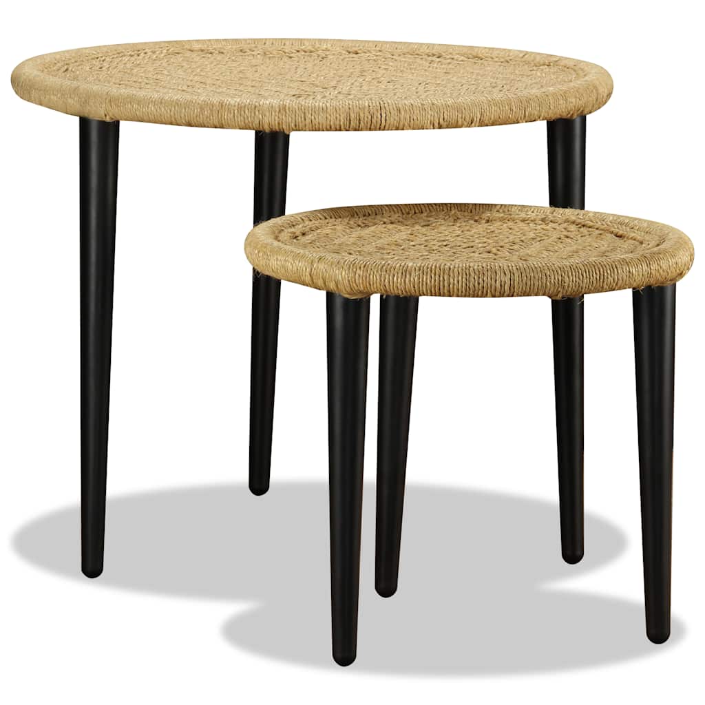 vidaXL Coffee Table | Set of 2 | Natural Beige | Steel, Jute | One Size 4