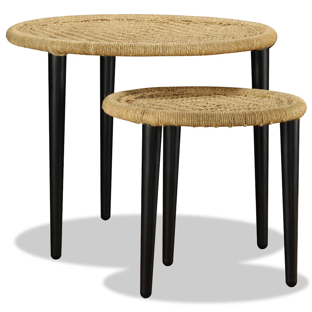 vidaXL Coffee Table | Set of 2 | Natural Beige | Steel, Jute | One Size 5