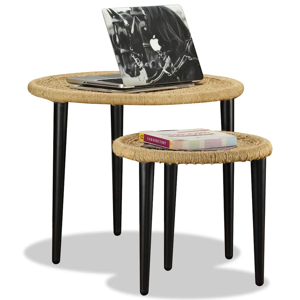 vidaXL Coffee Table | Set of 2 | Natural Beige | Steel, Jute | One Size 6