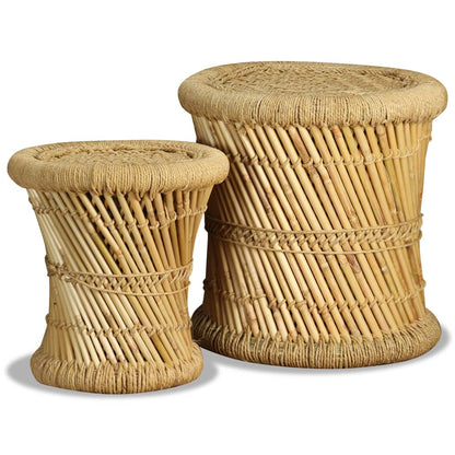 vidaXL Stool | Set of 2 | Natural bamboo and jute | Bamboo and jute | Set of 2 1