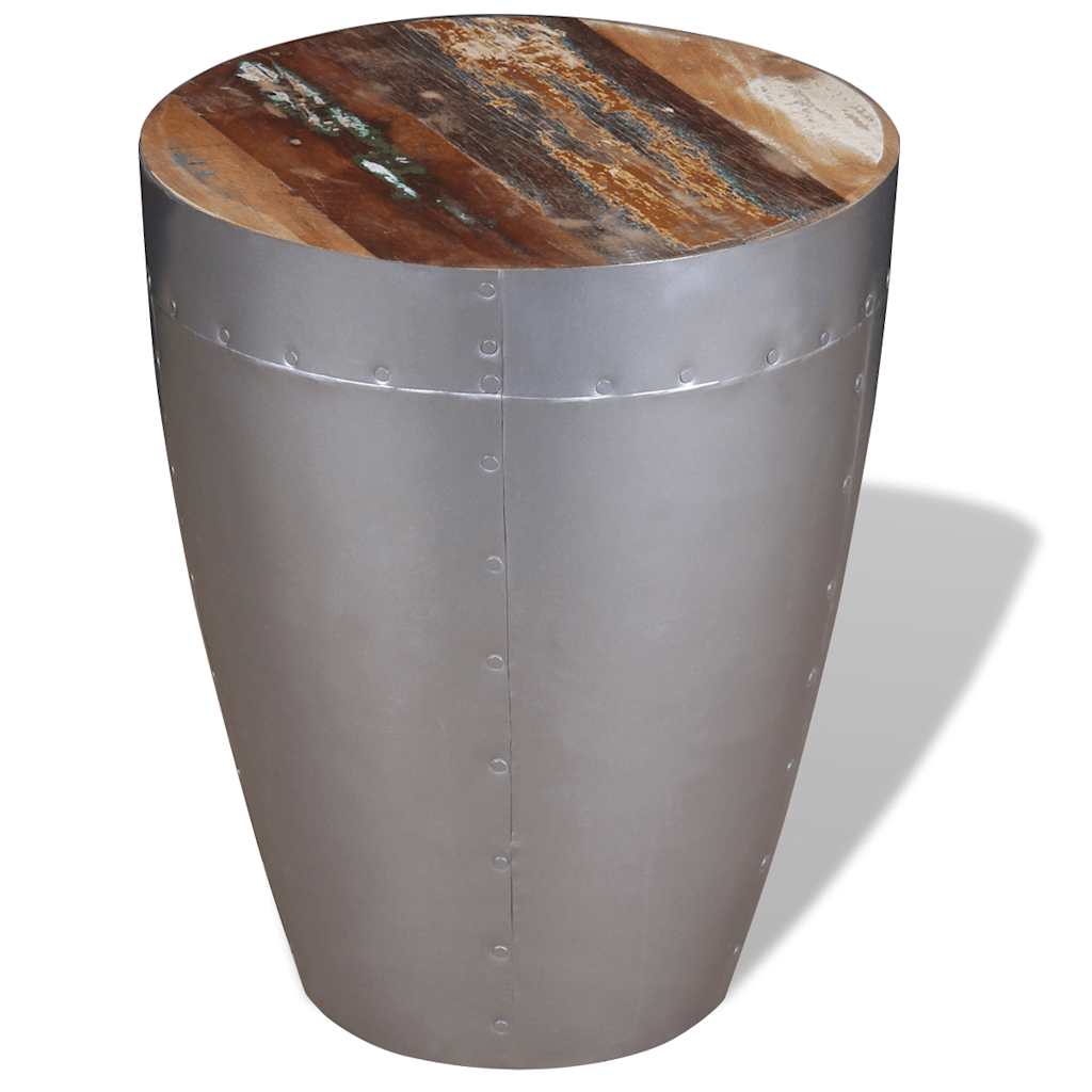 vidaXL Stool | Brown, Silver | Solid reclaimed wood, Aluminium | Compact 1