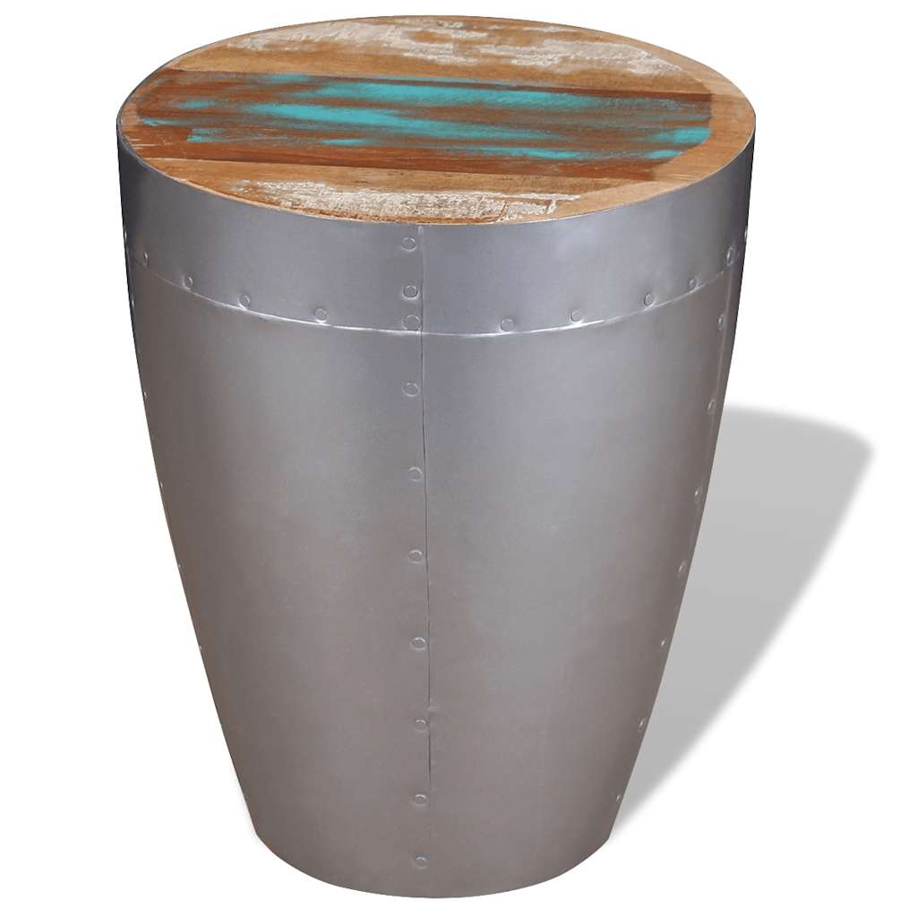 vidaXL Stool | Brown, Silver | Solid reclaimed wood, Aluminium | Compact 2
