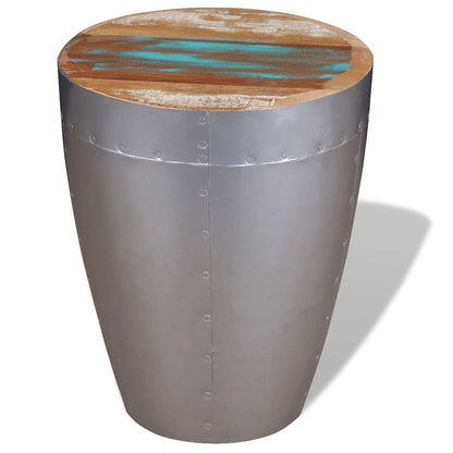 vidaXL Stool | Brown, Silver | Solid reclaimed wood, Aluminium | Compact 2