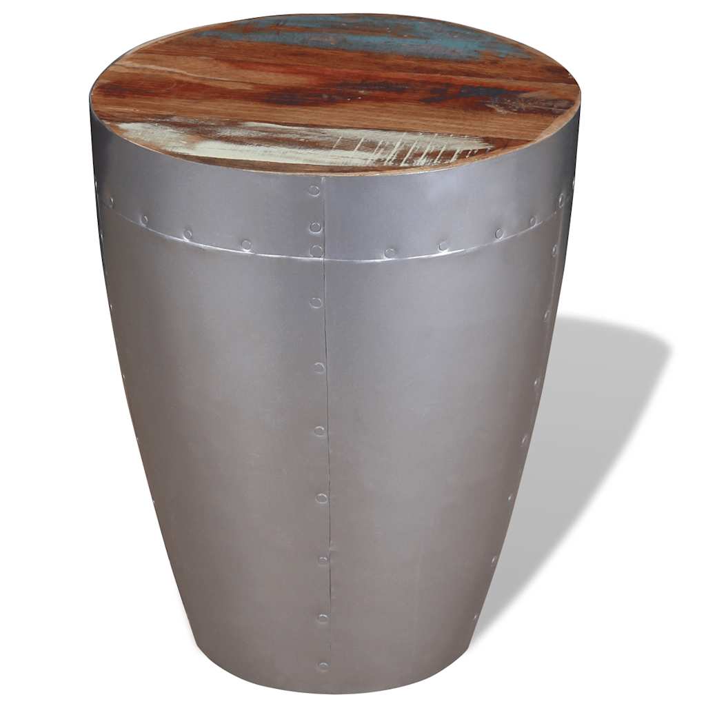 vidaXL Stool | Brown, Silver | Solid reclaimed wood, Aluminium | Compact 5