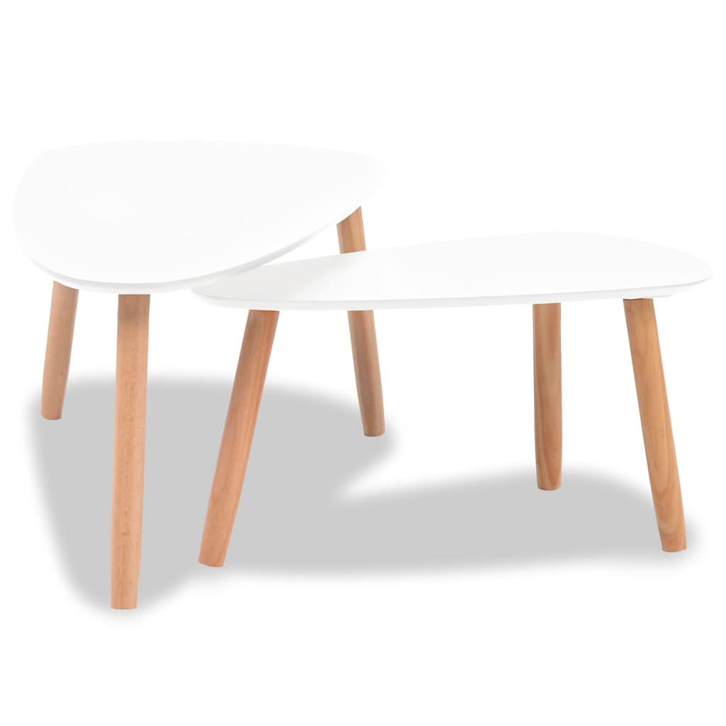vidaXL Coffee Table | Set of 2 | White | Solid pinewood, MDF | Medium | Durable 4