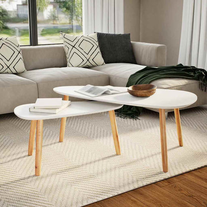 vidaXL Coffee Table | Set of 2 | White | Solid pinewood, MDF | Medium | Durable 1