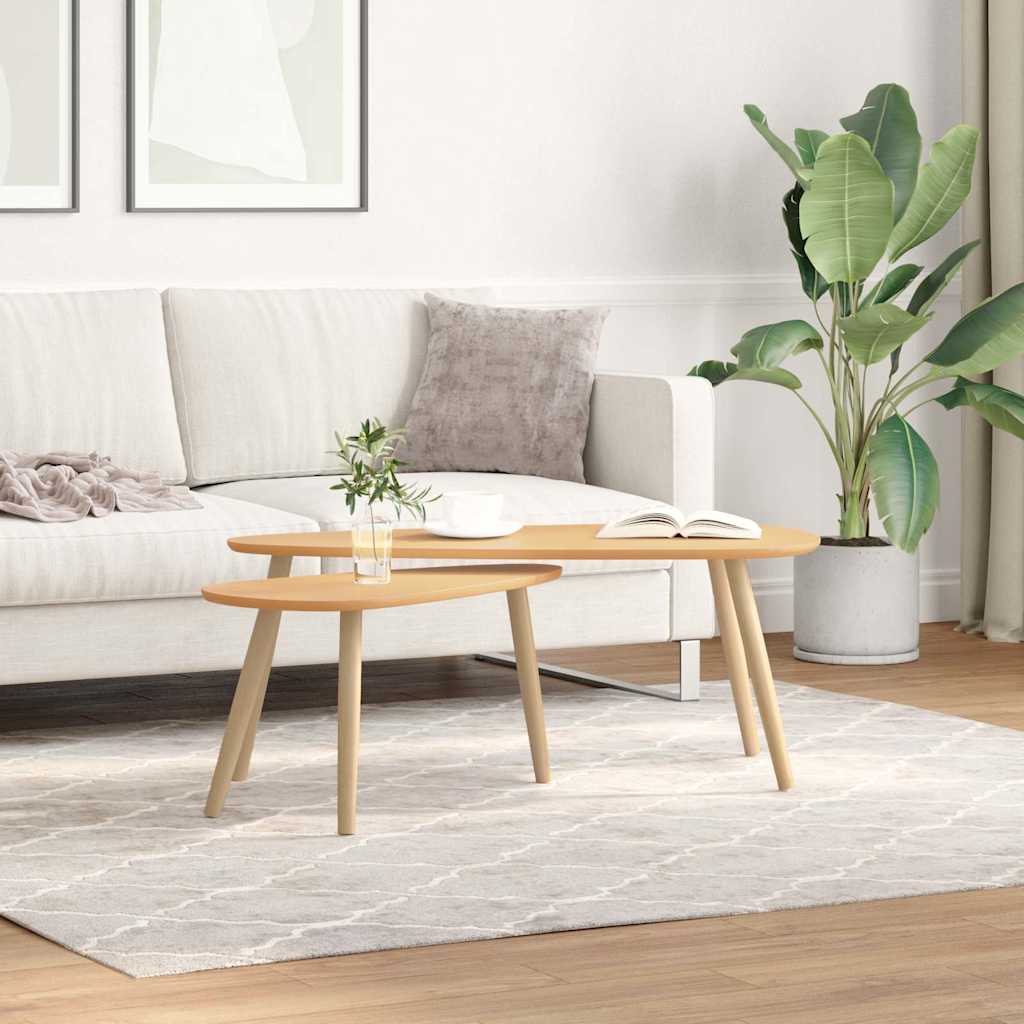 vidaXL Coffee Table |  Set of 2 | Brown | Solid pine wood, MDF | Two-piece set 1