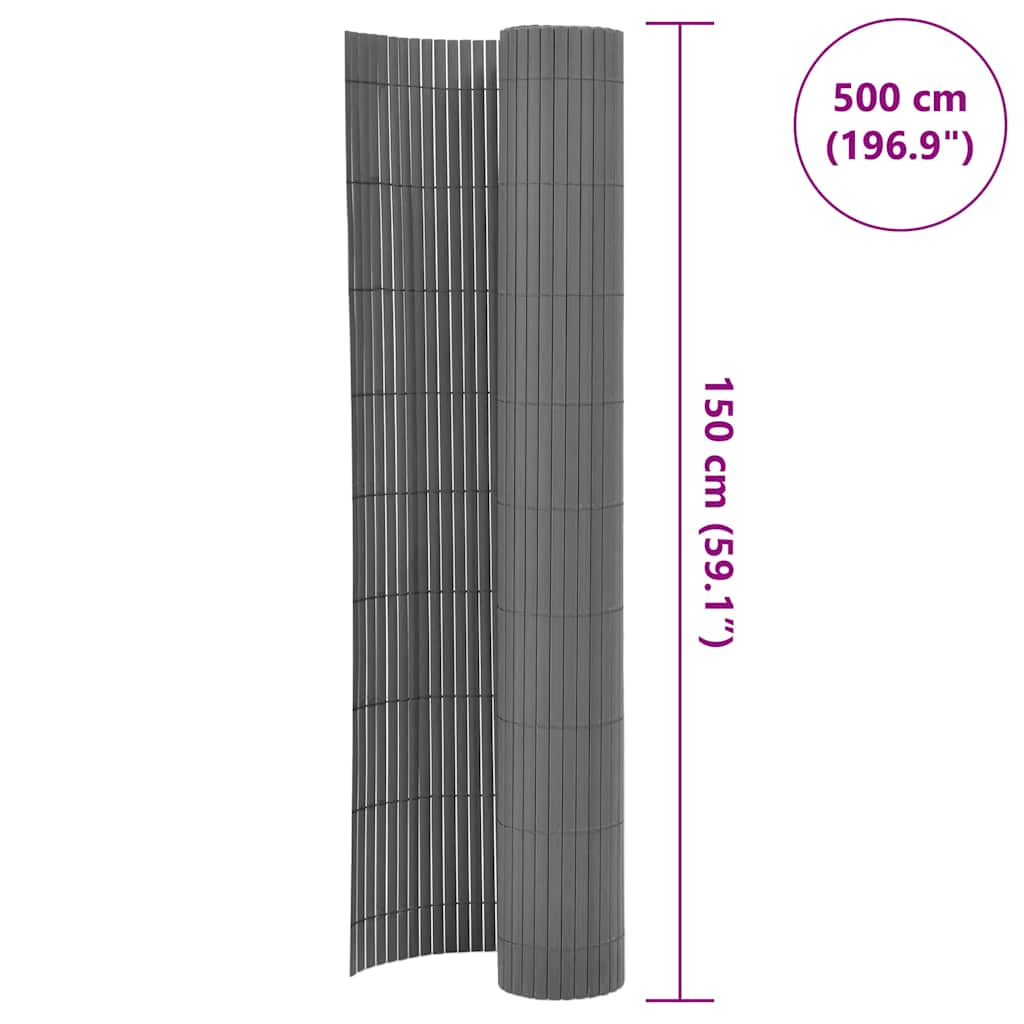 Double-Sided Garden Fence Height 500 cm Grey 150 cm