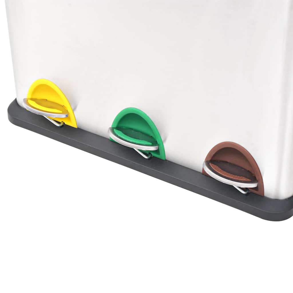 vidaXL Recycling Pedal Bin Garbage Trash Bin Stainless Steel 24 L 4
