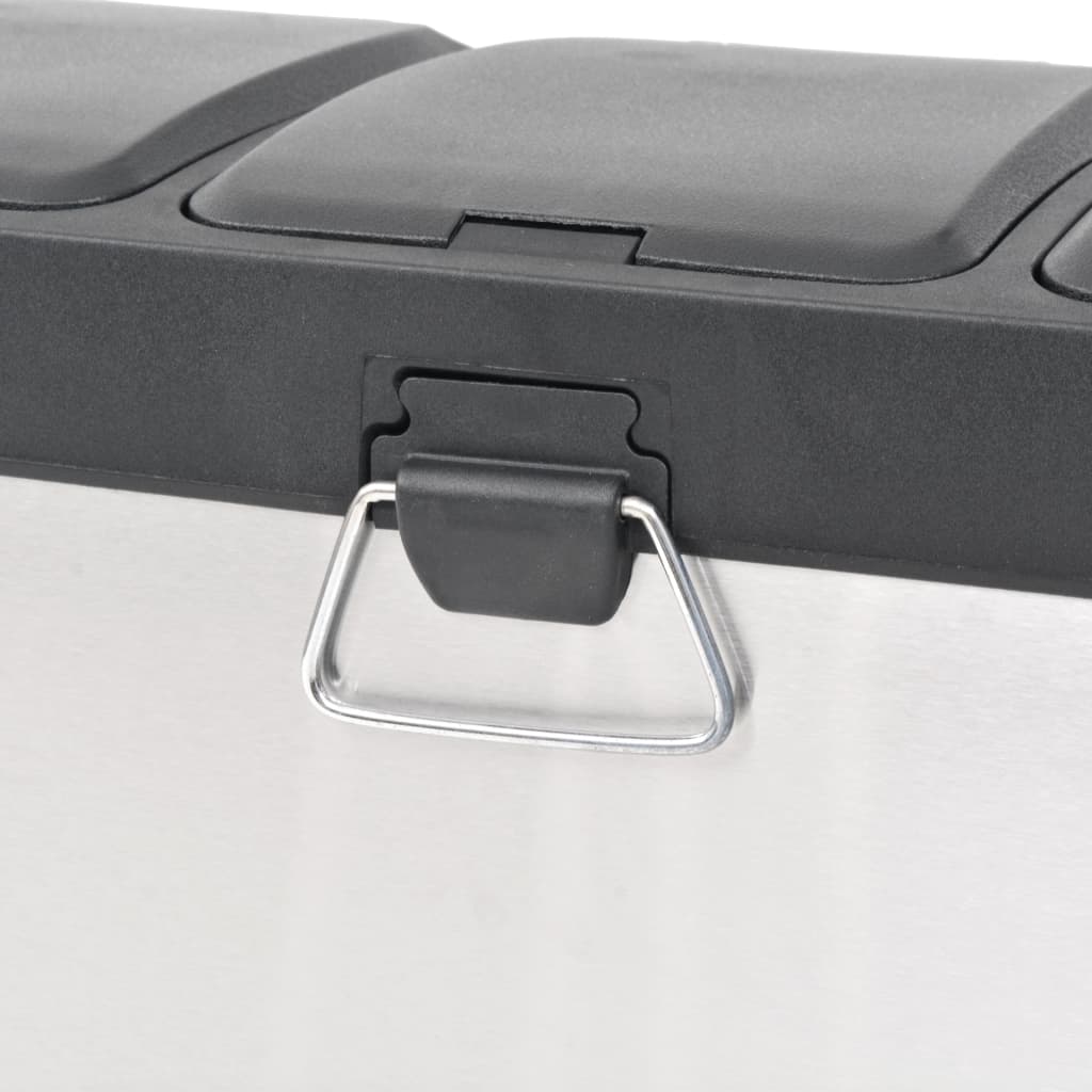 vidaXL Recycling Pedal Bin Garbage Trash Bin Stainless Steel 24 L 5