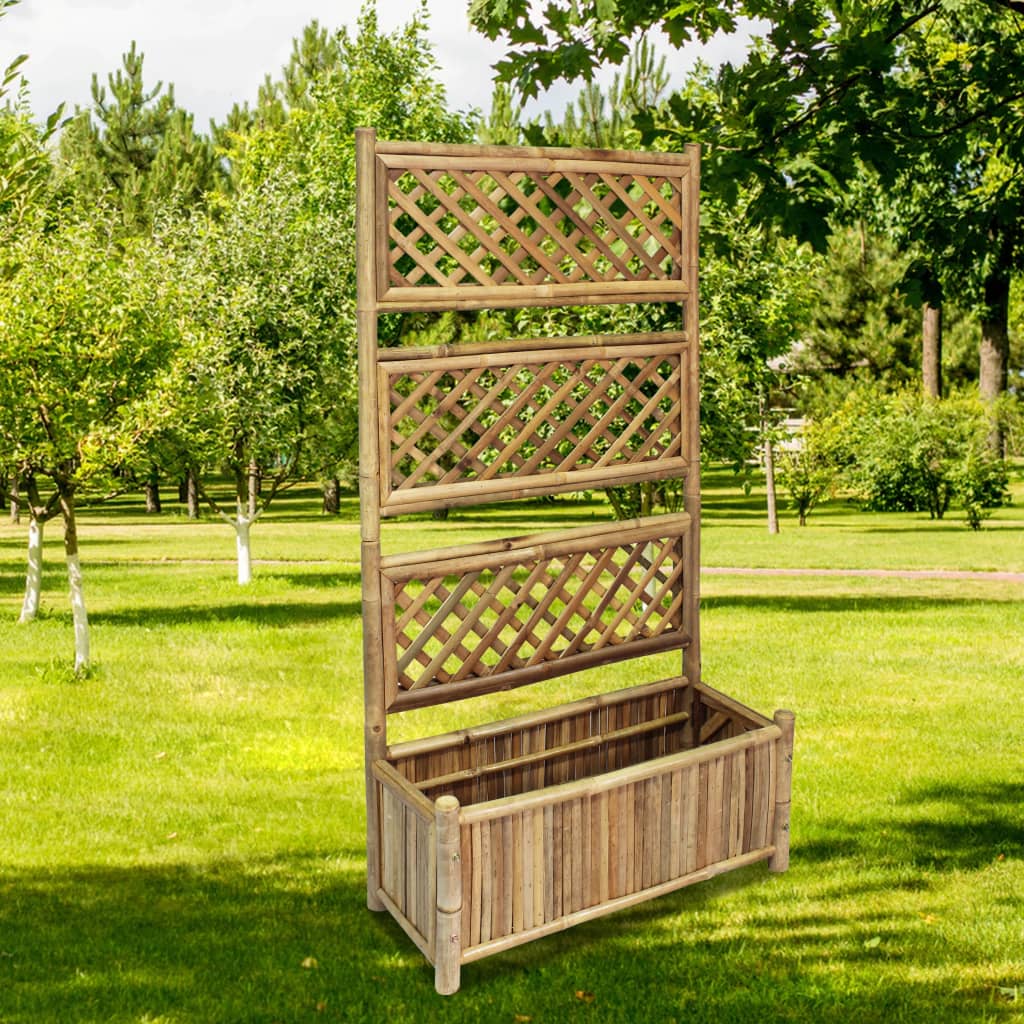 vidaXL Garden Raised Bed | Natural Bamboo | 70x30x135 cm | Decorative Inlays 1