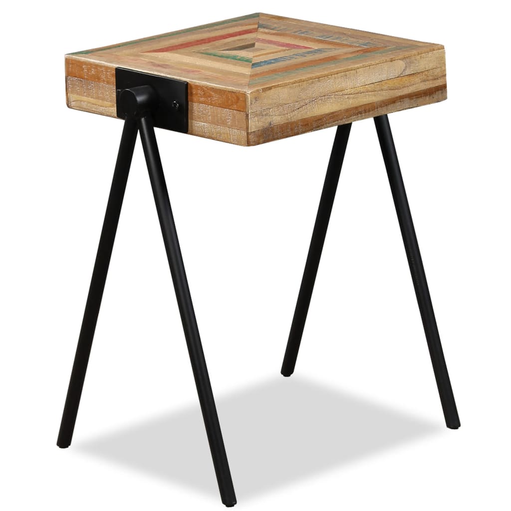 vidaXL Side Table | Durable | Rectangular | Industrial | Teak Wood Accent Table 1