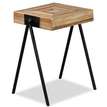 vidaXL Side Table | Durable | Rectangular | Industrial | Teak Wood Accent Table 1