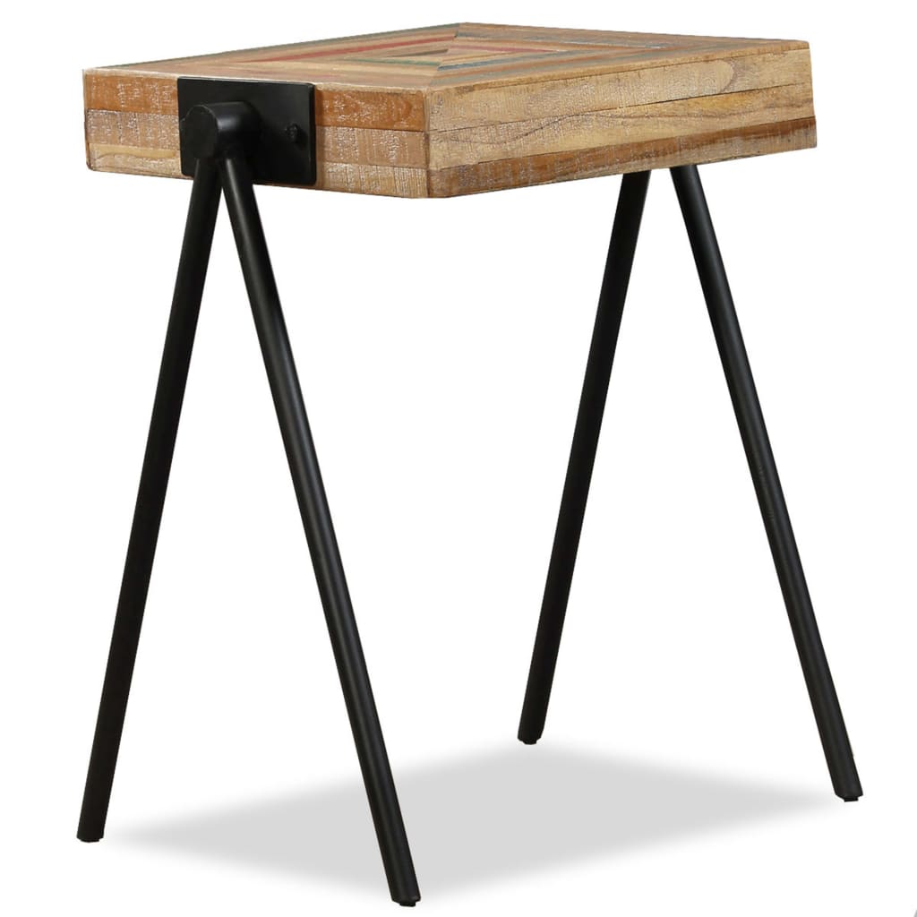 vidaXL Side Table | Durable | Rectangular | Industrial | Teak Wood Accent Table 2