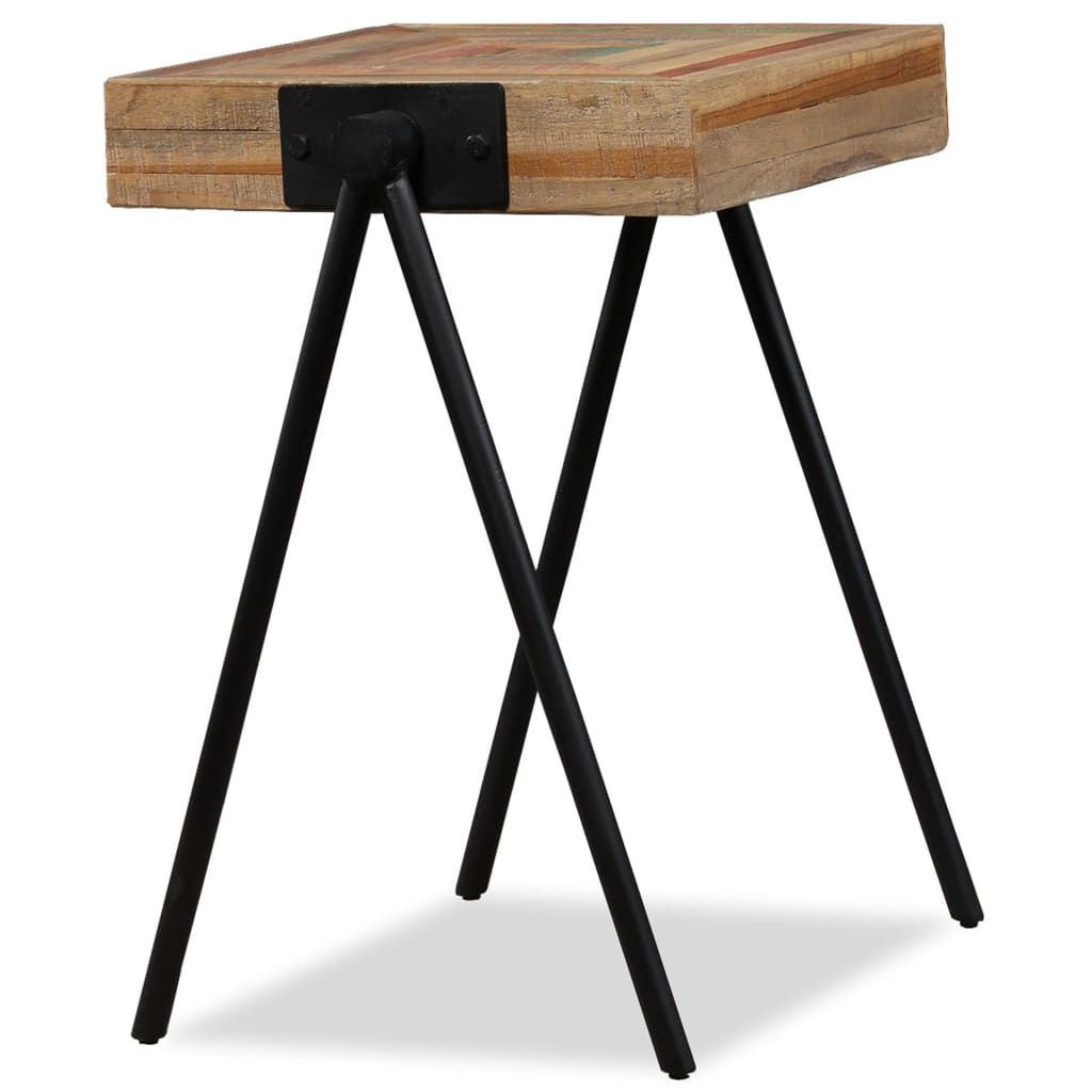 vidaXL Side Table | Durable | Rectangular | Industrial | Teak Wood Accent Table 3