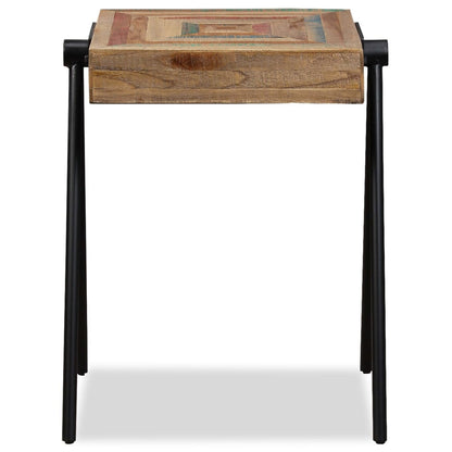 vidaXL Side Table | Durable | Rectangular | Industrial | Teak Wood Accent Table 4