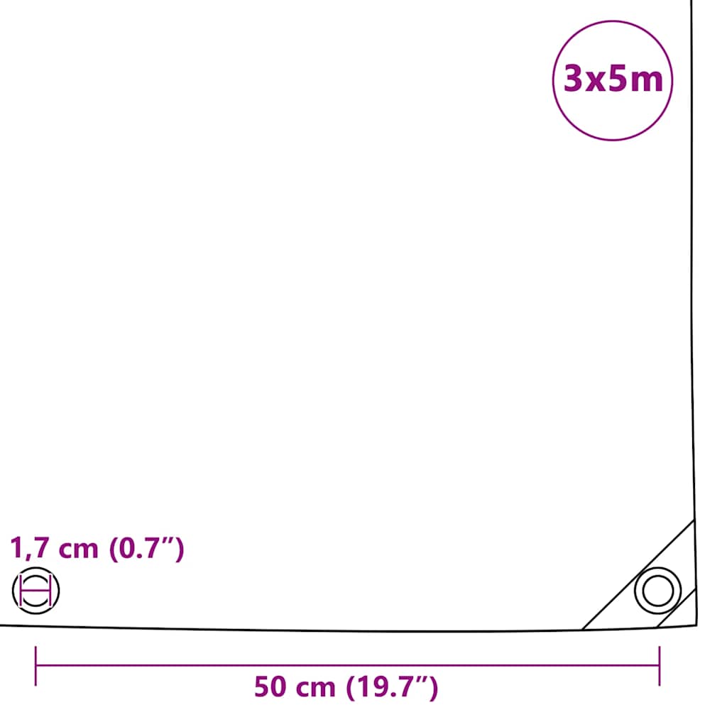 vidaXL Tarpaulins Grey 3 x 5 m Canvas with PVC Coating 6