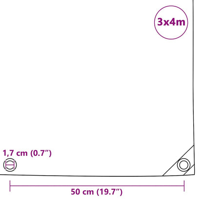 vidaXL Tarpaulins Green 3 x 4 m Canvas with PVC Coating 6