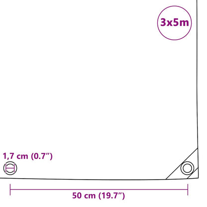 vidaXL Tarpaulins Green 3 x 5 m Canvas with PVC Coating 6