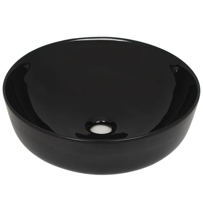 vidaXL Basin Ceramic Round Black 41.5x13.5 cm 2