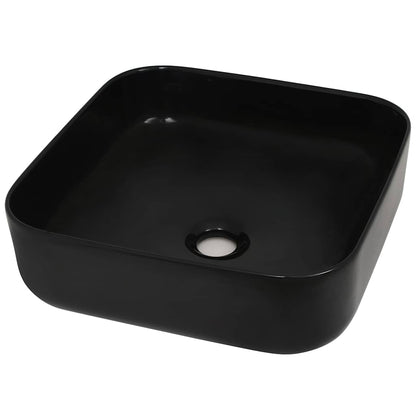 vidaXL Basin Ceramic Square Black 38x38x13.5 cm 2